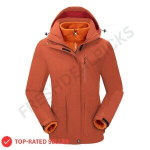 Waterproof Ski Jacket 3-in-1 Fleece Snowboarding Coat Winter Windbreaker